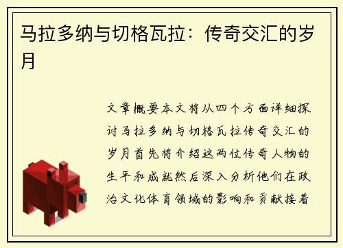 马拉多纳与切格瓦拉：传奇交汇的岁月